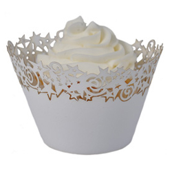 Paper Orchid Paper Orchid White Stars Cupcake Wrapper, 50Pack
