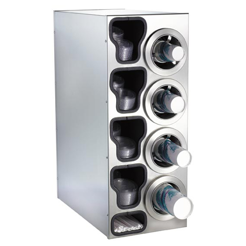 Dispense-Rite Dispense-Rite Countertop 3-Cup Dispensing S/S w/ Built-In Lid & Straw Organizer - Right