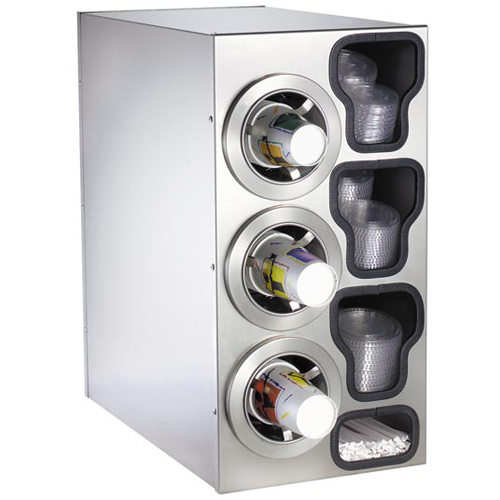 Dispense-Rite Dispense-Rite Countertop 4-Cup Dispensing S/S w/ Built-In Lid & Straw Organizer - Left