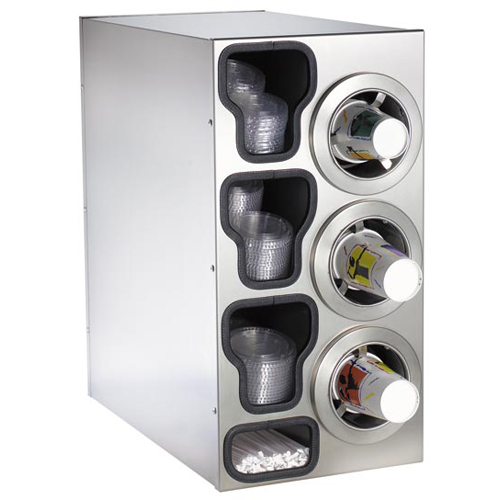 Dispense-Rite Dispense-Rite Countertop 4-Cup Dispensing S/S w/ Built-In Lid & Straw Organizer - Right