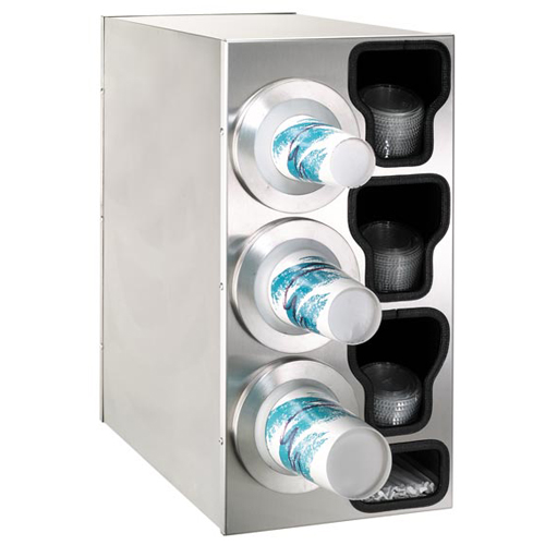 Dispense-Rite Dispense-Rite Countertop 4-Cup Dispensing S/S w/ Built-In Lid & Straw Organizer - Left