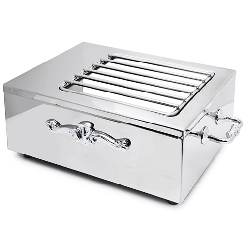 Eastern Tabletop Mfg. Eastern Tabletop 2265G Single Butane Silverplated Stove Cover Up w/ Grates