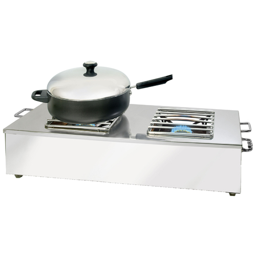 Eastern Tabletop Mfg. Eastern Tabletop Double Duty Butane Stove Cover-Up w/ Grill Top Silverplate