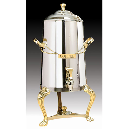 Eastern Tabletop Mfg. Eastern Tabletop S/S With Brass Accents, Queen Anne Insulated Coffee Urn - 5 Gal