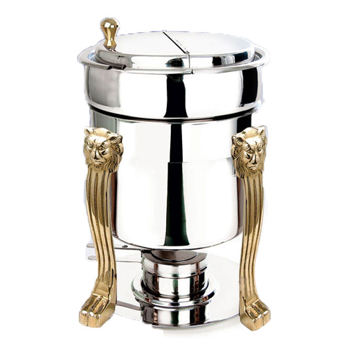 Eastern Tabletop Mfg. Eastern Tabletop Petite Marmite Sauce Stand with Lift off Lid - 7 Qt. - Silverplate
