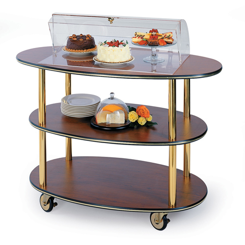 Geneva Geneva 36303 Dessert Display Cart With Dome Cover - Round-Oval - Victorian Cherry