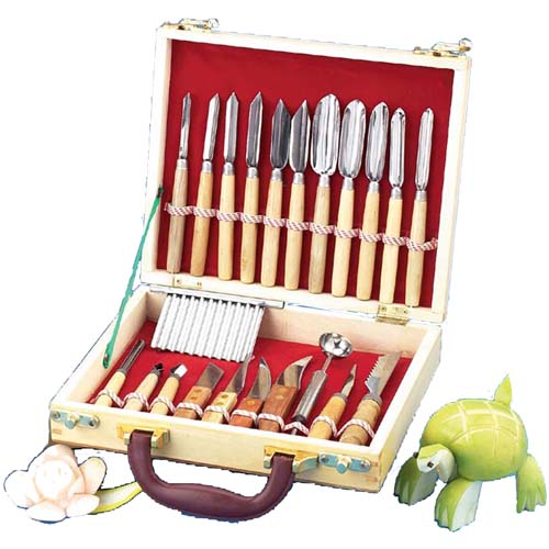unknown 22 Piece Carving Set in Wooden Case