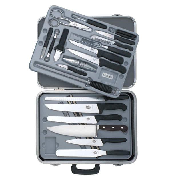 Victorinox Forschner Victorinox 24-Piece Gourmet Knife Set, Black Fibrox Handles with Attache Case
