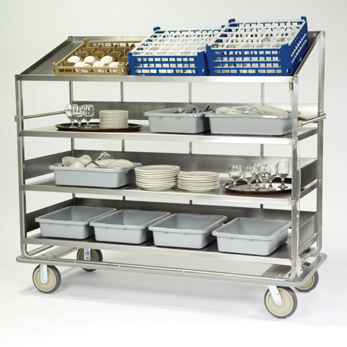 Lakeside Lakeside Soiled Dish Breakdown Cart - 1 Flat, 3 Angled Shelves - Shelf Size: 28