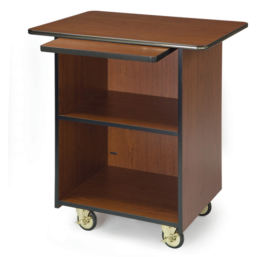 Geneva Geneva 66109 Compact Enclosed Service Cart - 1 Pull-Out Shelf and 1 Fixed Shelf - Ebony Wood