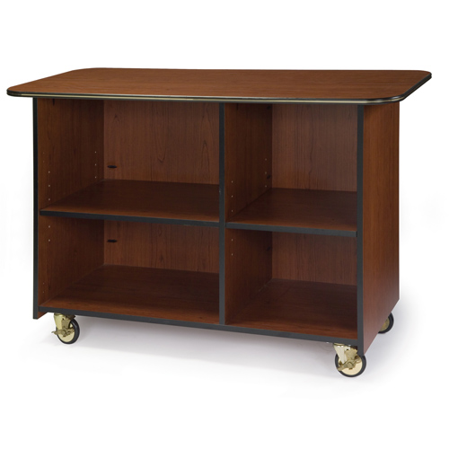 Geneva Geneva 68100 Large Enclosed Service Cart - 1 Right and 1 Left Adjustable Shelves - Red Maple