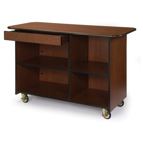 Geneva Geneva 68110 Large Enclosed Service Cart - 1 Drawer Top-Left Compartment, 1 Right and 1 Left Adjustable Shelves - Mahogany