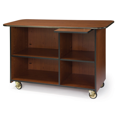 Geneva Geneva 68112 Large Enclosed Service Cart - 1 Pull-Out Shelf Top-Right Compartment, 1 Right and 1 Left Adjustable Shelves - Beige Suede