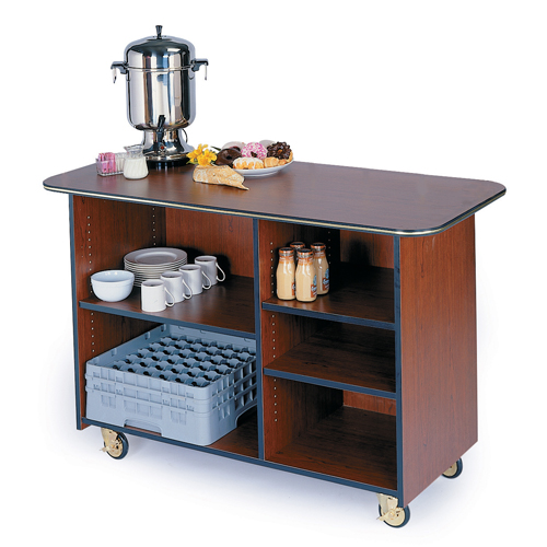 Geneva Geneva 68200 Large Enclosed Service Cart - 2 Right and 1 Left Adjustable Shelves - Red Maple