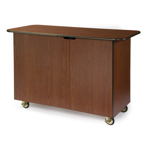 Geneva Geneva 68205 Large Enclosed Service Cart - 2 Hinged Doors, 1 Right and 2 Left Adjustable Shelves - Red Maple