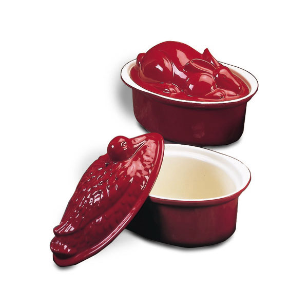 Paderno World Cuisine Paderno World Cuisine Chasseur Terrine and Pate Mold 1-1/4 Qt, Red - Duck Lid