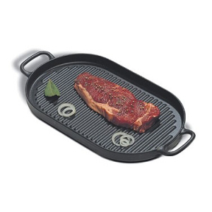 Paderno World Cuisine Paderno World Cuisine Chasseur Oval Cast-Iron Grill with Handles 13 3/4