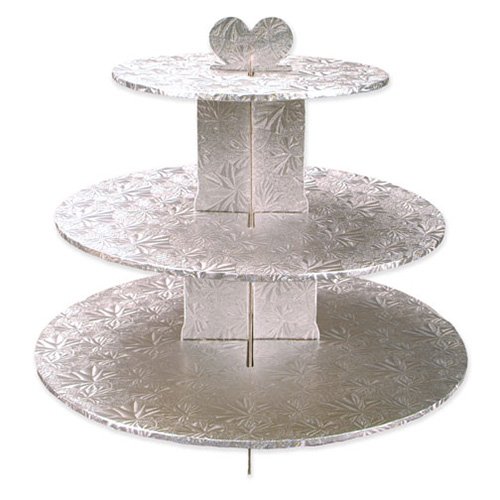 unknown Silver Foil Covered 3-Tier Cupcake Stand