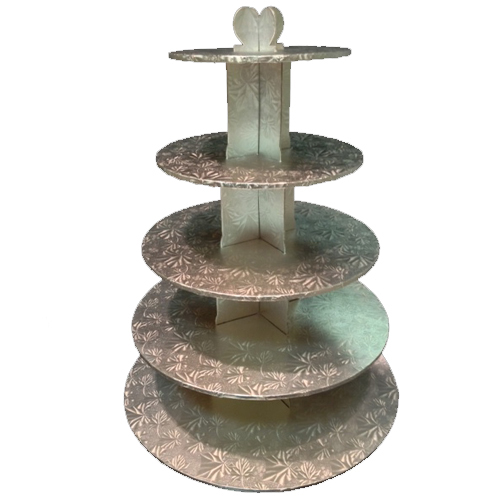 unknown Silver Foil Covered 5-Tier Cupcake Stand / Tower