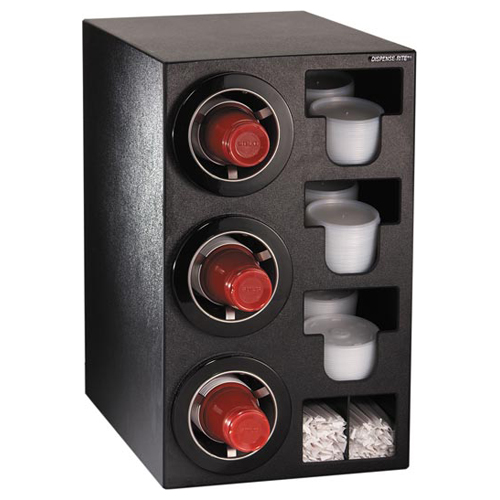 Dispense-Rite Dispense-Rite CTC-C-3BT Countertop 3-Cup Dispensing with Built-In Lid and Straw Organizer