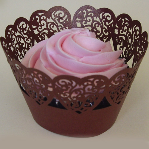 PME Sugarcraft PME Cupcake Wrapper Hearts Lace Design, Color: Chocolate