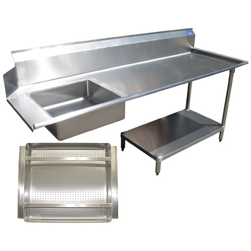 unknown Stainless Steel Soil Dishtable with Undershelf with Prerinse Basket - Right - 72