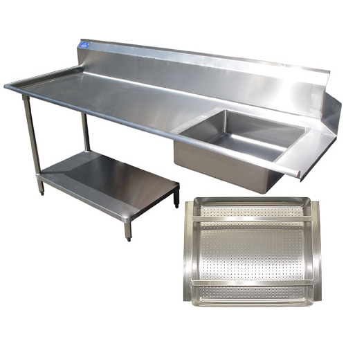 unknown All Stainless Steel Soil Dishtable with Undershelf with Prerinse Basket - Left - 36