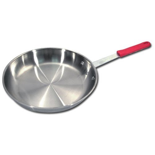 Winware by Winco Winware by Winco Tri-Ply Stainless Steel Fry Pan w/ Red Silicone Sleeve - 8