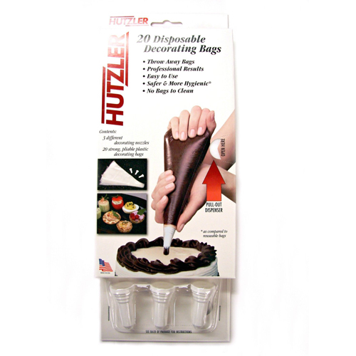 Hutzler Manufacturing Company Hutzler Disposable Decorating Bag, with 3 Different Tips