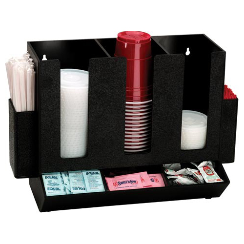 Dispense-Rite Dispense-Rite HLCO-3BT Cup, Lid, Straw and Condiment Countertop Organizer