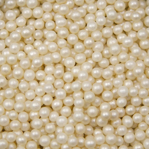 BakeDeco Ivory Edible Sugar Pearls Dragees Decoration Balls, 10mm - 16 Oz