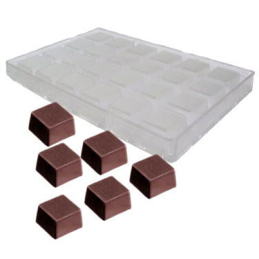 unknown Polycarbonate Chocolate Mold Straight-Sided Square 33x 33 x22mm H., 24 Cavities