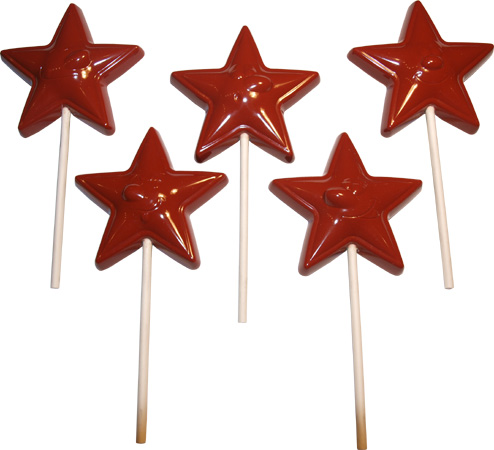 unknown Polycarbonate Lollipop Chocolate Mold: Star 68.6 x 65.6mm, 5 Cavities