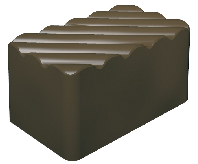 Martellato Polycarbonate Chocolate Mold Ridged Rectangle 29x16mm x 13mm H., 30 Cavities
