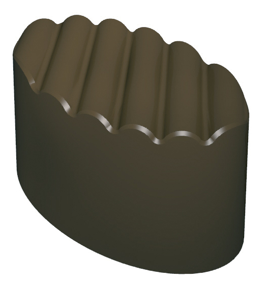 Martellato Polycarbonate Chocolate Mold Ridged Oval 29x17mm x 13mm H., 30 Cavities