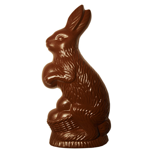 unknown Chocolate Mold: Rabbit Delivering Eggs. 2 Front Cavities, 2 Back Cavities; Each Cavity 130.8mm x 64.7mm