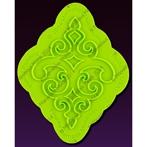 Marvelous Molds Filigree-Damask-Medallion Onlay Silicone Fondant Stencil by Marvelous Molds