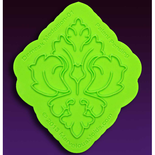 Marvelous Molds Damask Medallion Onlay Silicone Fondant Stencil by Marvelous Molds