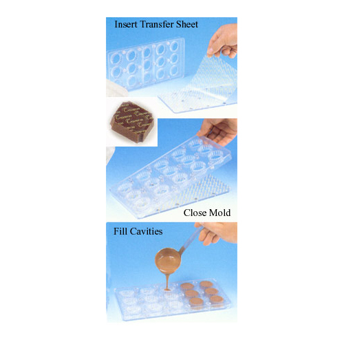 unknown Magnetic Polycarbonate Chocolate Mold 2 pc. Rectangle with Indented Corners, 1-3/8