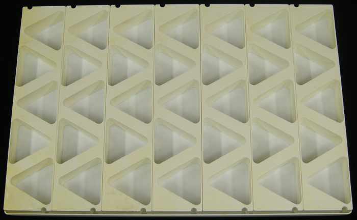unknown Polycarbonate Production Mold, Single Portion, Frame & Molds (Somewhat Yellowed): 4-Oz Triangle