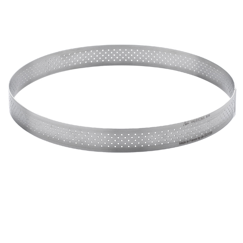 De Buyer DeBuyer Round Valrhona Perforated Stainless Steel Pastry Ring 3/4 Inch High - 8-1/16