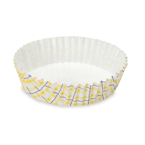 Welcome Home Brands Welcome Home Brands Round Yellow Fine Check Ruffled Paper Baking Pan