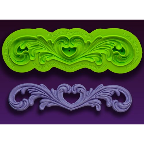 Marvelous Molds Flourish Centerpiece Silicone Fondant Sculpted Scroll Mold by Marvelous Molds