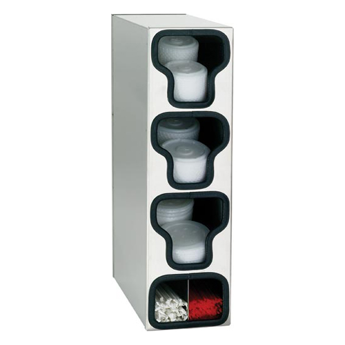Dispense-Rite Dispense-Rite TLO-3SS Vertical Lid & Straw Stainless Steel Organizer - 3-Section