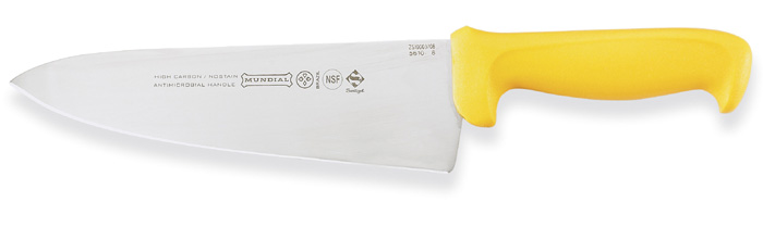 Mundial Cook’s Knife 8″ Blade, Yellow Handle