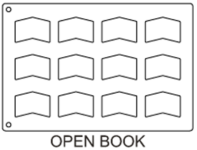 Zig Tuile Template, Open Book 3″ x 2″, 12/Mat