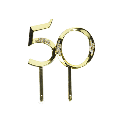 Wilton Gold 50th Anniversary Pick Cake Toppers - BakeDeco.Com