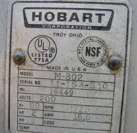 Hobart 80 Quart Mixer Single Phase - Used, Good Condition Used ...