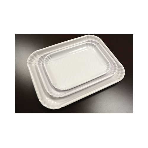Novacart White Pastry & Cake Tray, 9-3/8" x 13-5/16" - Pack of 5 image 1