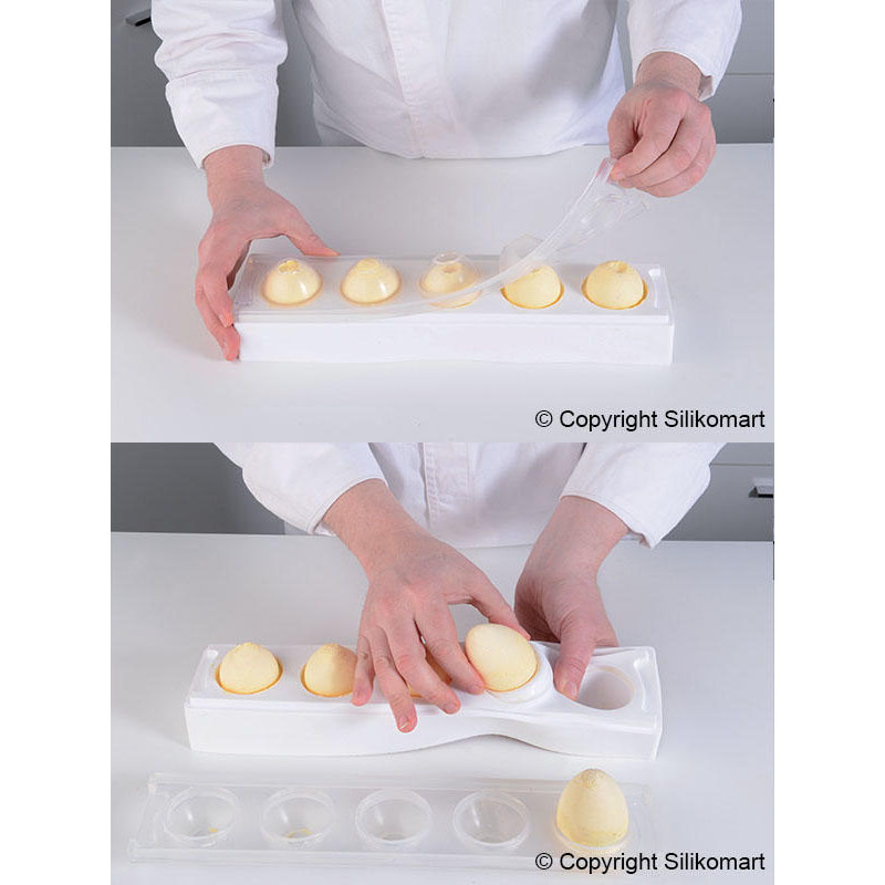 Silikomart Egg 12 Compartment Egg Silicone Baking Mold - 1 5/16 x 1 7/8 Cavities Curve EGG30